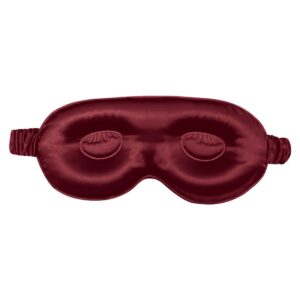 Claret 3D Contour silk eye mask, back with moulded eye cups