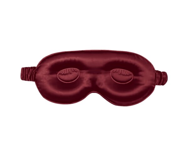Claret 3D Contour silk eye mask, back with moulded eye cups