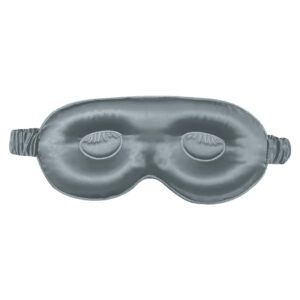 Grey Blue 3D Contour silk eye mask, back with moulded eye cups