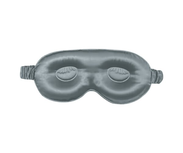 Grey Blue 3D Contour silk eye mask, back with moulded eye cups