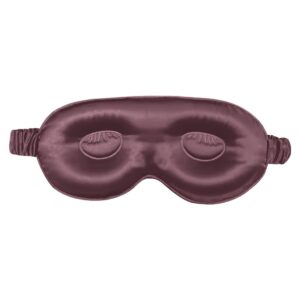 Grey Purple 3D Contour silk eye mask, back with moulded eye cups
