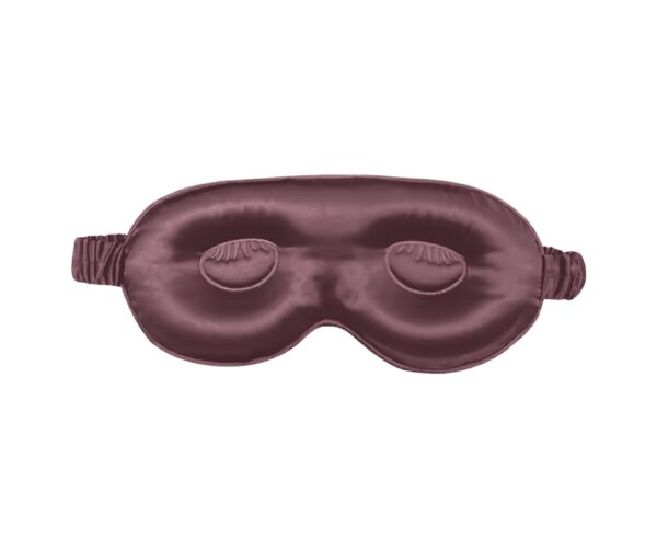 Grey Purple 3D Contour silk eye mask, back with moulded eye cups