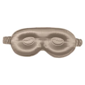 Taupe 3D Contour silk eye mask, back with moulded eye cups