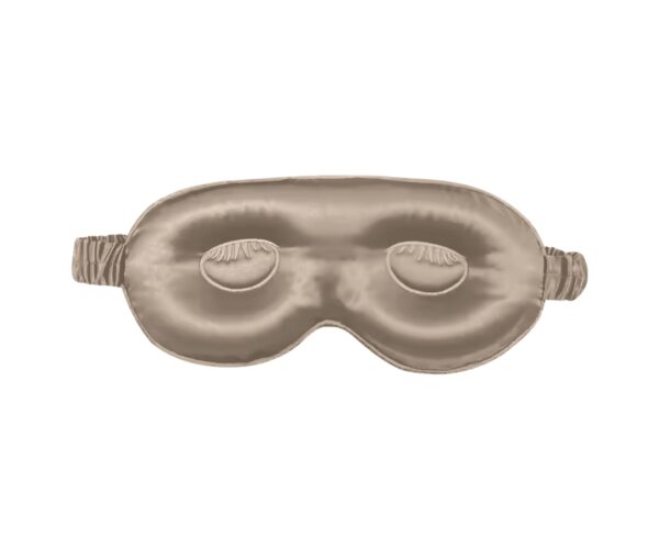Taupe 3D Contour silk eye mask, back with moulded eye cups