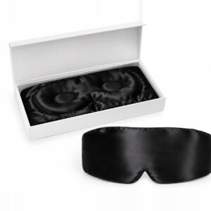 Black Blackout silk eye mask with its gift box