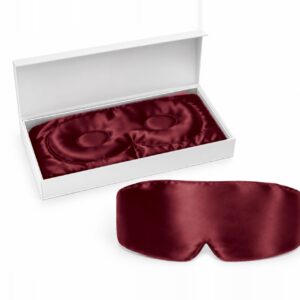 Claret Blackout silk eye mask with its gift box