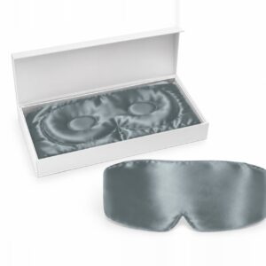 Grey Blue Blackout silk eye mask with its gift box
