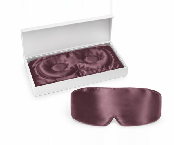 Grey Purple Blackout silk eye mask with its gift box