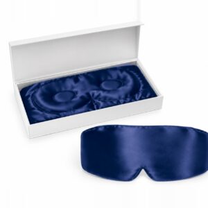 Navy Blue Blackout silk eye mask with its gift box