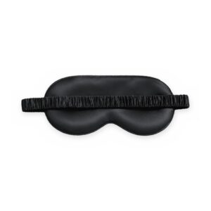 Black mulberry silk sleep eye mask on a white background