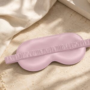 Pink Classic mulberry silk eye mask on linen and stone