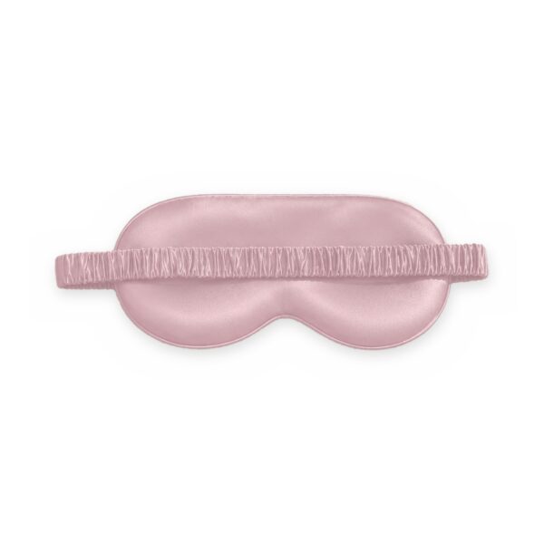 Pink mulberry silk sleep eye mask on a white background