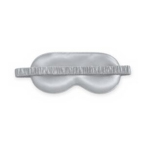 Silver grey mulberry silk sleep eye mask on a white background