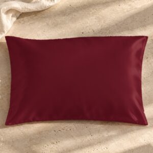 Claret mulberry silk pillowcase on sunlit stone