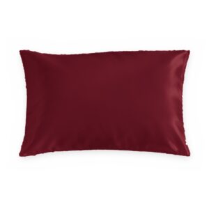 Claret mulberry silk pillowcase on a white background