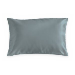 Grey blue mulberry silk pillowcase on a white background