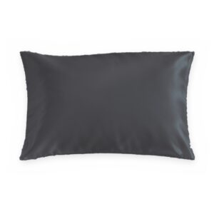 Ink grey mulberry silk pillowcase on a white background