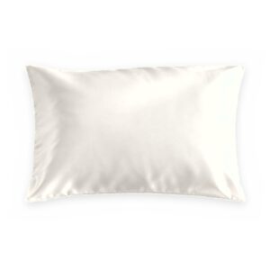 Ivory mulberry silk pillowcase on a white background
