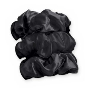 Three black mulberry silk scrunchies